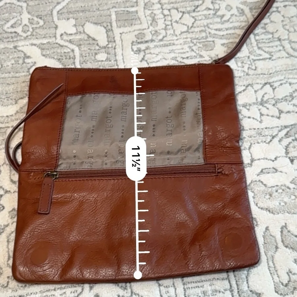 Margot Cognac Leather Dual Compartment leather clutch